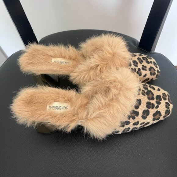 Cheetah and Fur Shoe - Shishang NVXIE - Size 43 (US Women's 10.5) - Picture 2 of 5